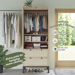 Natural Rattan 74" Tall Armoire Storage Cabinet