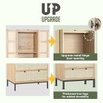 Natural Rattan 74" Tall Armoire Storage Cabinet