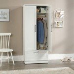 Soft White Bedroom Armoire with Storage Drawer