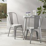 Dark Grey Metal Dining Chairs - Set of 4