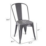 Dark Grey Metal Dining Chairs - Set of 4