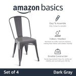 Dark Grey Metal Dining Chairs - Set of 4