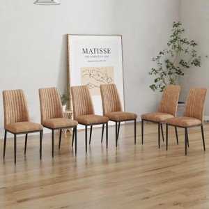 Set of 6 Stylish Brown Dining Chairs