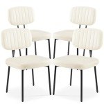 Mid-Century Modern Cream Dining Chairs Set of 4