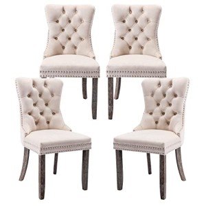Velvet Upholstered Wingback Dining Chairs Set of 4