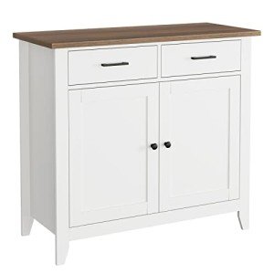 Ivory White Kitchen Storage Cabinet with Drawers