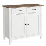 Ivory White Kitchen Storage Cabinet with Drawers