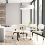 Mid-Century Modern Cream Dining Chairs Set of 4