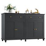Black Buffet Cabinet with Storage and Display 55