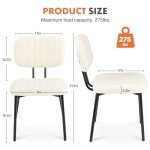 Mid-Century Modern Cream Dining Chairs Set of 4