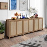 Boho Rattan Sideboard Cabinet with Storage