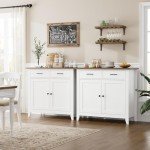 Ivory White Kitchen Storage Cabinet with Drawers