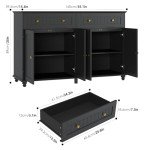Black Buffet Cabinet with Storage and Display 55