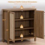 Boho Rattan Sideboard Cabinet with Storage