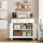Ivory White Kitchen Storage Cabinet with Drawers