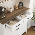 Ivory White Kitchen Storage Cabinet with Drawers