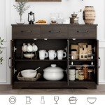 Modern Farmhouse Buffet Sideboard with Barn Doors
