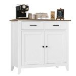 Ivory White Kitchen Storage Cabinet with Drawers