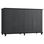 Black Buffet Cabinet with Storage and Display 55