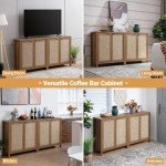 Boho Rattan Sideboard Cabinet with Storage