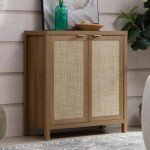 Boho Rattan Sideboard Cabinet with Storage