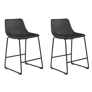 Modern Black Counter Height Bucket Barstools - 2 Pack