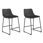 Modern Black Counter Height Bucket Barstools - 2 Pack
