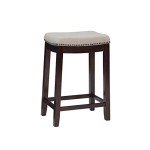 Beige and Dark Walnut Counter Height Stool