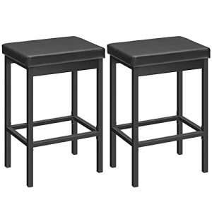 Set of 2 Black Bar Stools, 24.8-Inch Height