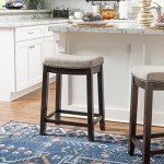 Beige and Dark Walnut Counter Height Stool