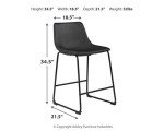 Modern Black Counter Height Bucket Barstools - 2 Pack