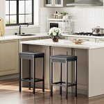 Set of 2 Black Bar Stools, 24.8-Inch Height