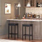 Set of 2 Black Bar Stools, 24.8-Inch Height