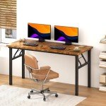DlandHome Retro Black Folding Computer Desk 54.3