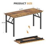 DlandHome Retro Black Folding Computer Desk 54.3
