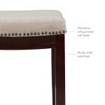 Beige and Dark Walnut Counter Height Stool