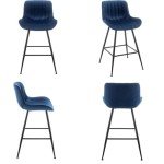 Blue Velvet Bar Stools Set of 2 - 24 Inch