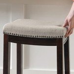 Beige and Dark Walnut Counter Height Stool