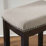 Beige and Dark Walnut Counter Height Stool
