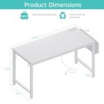 White 47-Inch Computer Desk with Charging Station