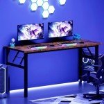 DlandHome Retro Black Folding Computer Desk 54.3