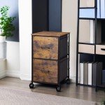 Rustic Brown 2-Drawer Rolling File Cabinet