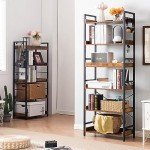 Adjustable 6-Tier Rustic Industrial Bookcase