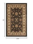 Lyndhurst Collection Black & Ivory Accent Rug 2'3" x 4