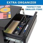 3-Drawer Rolling File Cabinet with Lock - Black