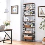 HOMISSUE 84" Industrial Tall Bookshelf with Metal Frame