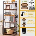 Adjustable 6-Tier Rustic Industrial Bookcase