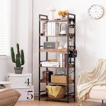 Adjustable 6-Tier Rustic Industrial Bookcase