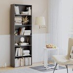 6-Tier Dark Gray Freestanding Bookshelf Storage Shelf