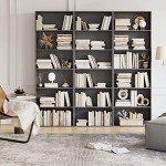 6-Tier Dark Gray Freestanding Bookshelf Storage Shelf